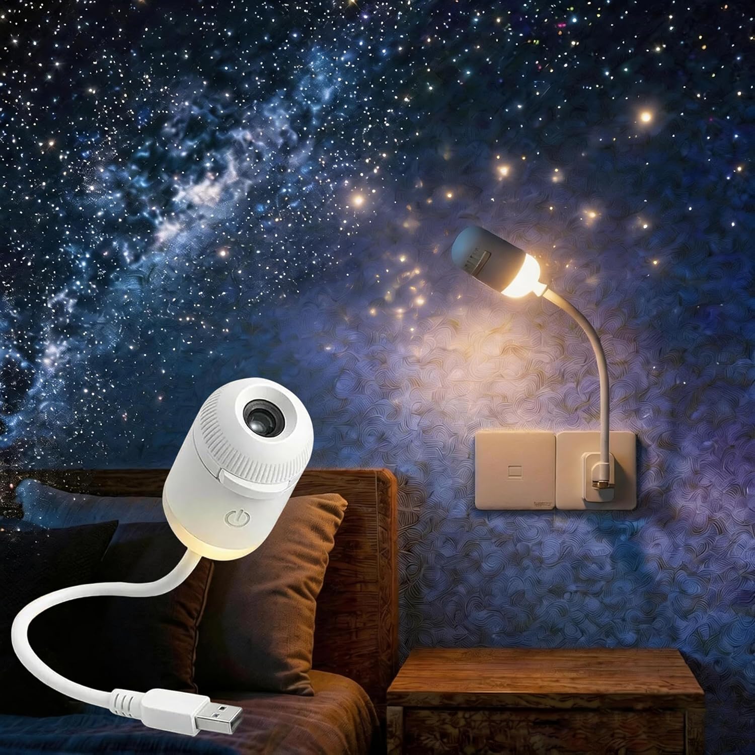 Home Cinema With Projector - 2-in-1 Galaxie-Projektor Nachtlicht, USB Tragbarer Sternenhimmel