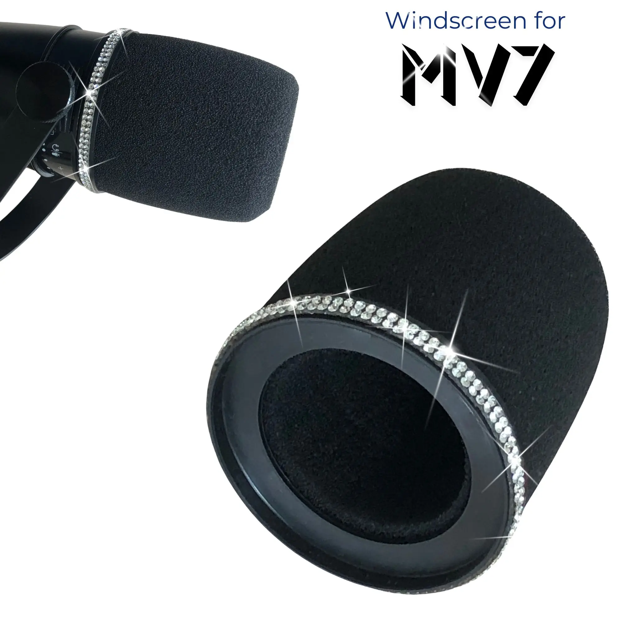 Shure Mic Sm7B - Funkelnder MV7-Schaum-Pop-Filter für Shure MV7, MV7X,